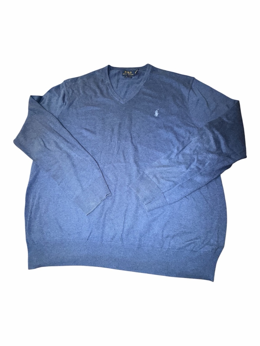 Polo Ralph Lauren Size XL Navy Blue Heather Men’s Pima Cotton V-Neck Sweater